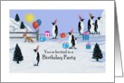 Kids Birthday Party Invitation - Blue / Penguins card