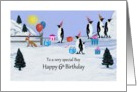 6th Happy Birthday - Male - Penguins in Birthday Party Hats card