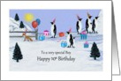 10th Happy Birthday - Male - Penguins in Birthday Party Hats card