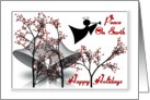 Peace On Earth / Happy Holidays ~ Bells / Angel / Red Berry Trees card