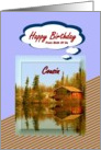 Happy Birthday / From Both Of Us ~ Cousin ~ A Cabin / Water Reflections card