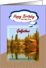 Happy Birthday / From Both Of Us ~ Godfather ~ A Cabin / Water Reflections card