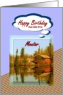 Happy Birthday / From Both Of Us ~ Mentor ~ A Cabin / Water Reflections card