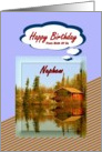 Happy Birthday / From Both Of Us ~ Nephew ~ A Cabin / Water Reflections card