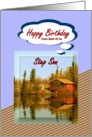 Happy Birthday / From Both Of Us ~ Step Son ~ A Cabin / Water Reflections card