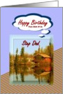Happy Birthday / From Both Of Us ~ Step Dad ~ A Cabin / Water Reflections card