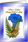 Step Mother Happy Mother’s Day ~ Blue Flowers/Ferns/Bird card