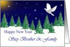 Step Brother & Family - Happy New Year - Peace Dove card