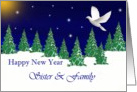Sister & Family - Happy New Year - Peace Dove card