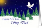 Step Dad - Happy New Year - Peace Dove card