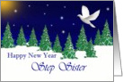 Step Sister - Happy New Year - Peace Dove card