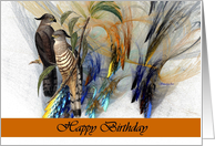 Happy Birthday - General - Fractal with Crested Hawks card