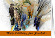 Great Grandfather Happy Birthday - General - Fractal with Crested Hawks card