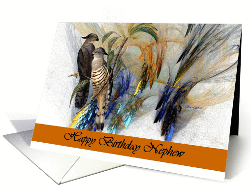 Nephew Happy Birthday - Fractal with Crested Hawks card (1002985)