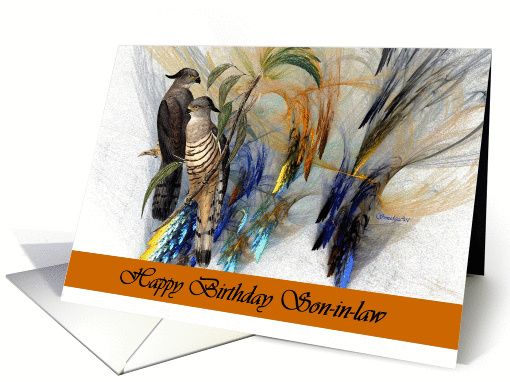Son-in-law Happy Birthday - Fractal with Crested Hawks card (1003005)