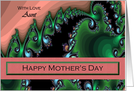 Aunt / Mother’s Day - Emerald Green & Pink Fractal Swirls card