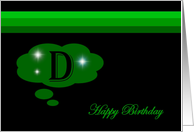 Happy Birthday - Emerald Green Monogram D card