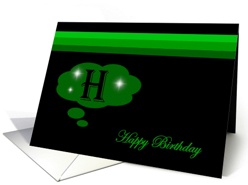 Happy Birthday - Emerald Green Monogram H card (1018605)