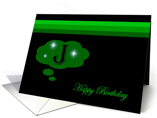 Happy Birthday - Emerald Green Monogram J card (1018609)