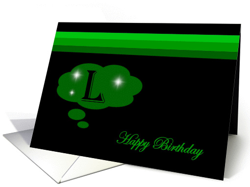 Happy Birthday - Emerald Green Monogram L card (1018615)