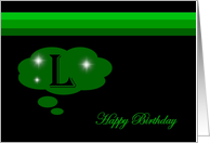 Happy Birthday - Emerald Green Monogram L card