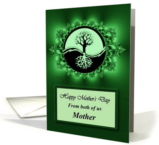 Mother / Mother's Day - Emerald Green Fractal & Yin Yang Tree card