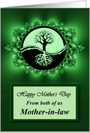 Mother-in-law / Mother’s Day - Emerald Green Fractal & Yin Yang Tree card