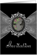 Wedding Invitation / Cameo on a Silver Fractal card