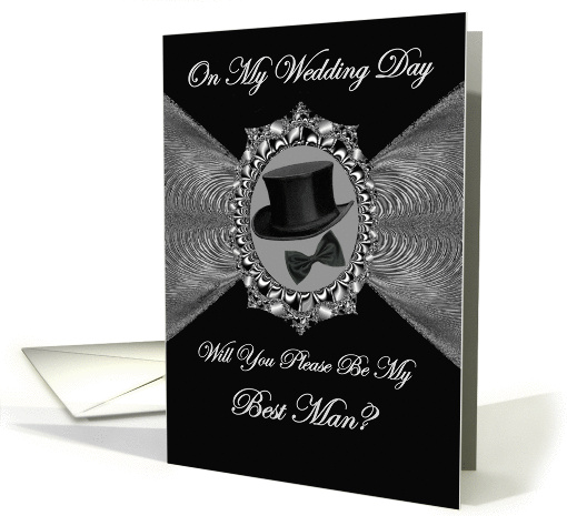 Best Man - Wedding Day Invitation / Top Hat - Bow Tie on... (1056671)