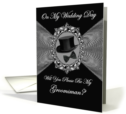 Groomsman - Wedding Day Invitation / Top Hat - Bow Tie on... (1056675)