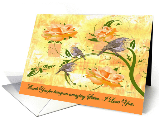 To Sister (Goodbye From Terminally ill Sibling) Floral - Birds card