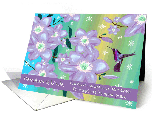 To Aunt and Uncle Goodbye from a Terminally ill Niece or Nephew card