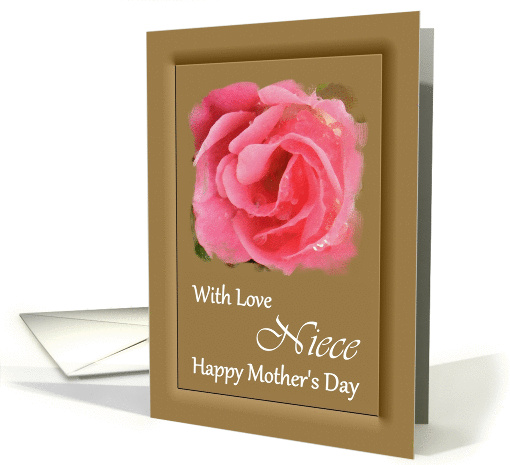 Niece / Mother's Day - Painted Pink Rose card (1235890)