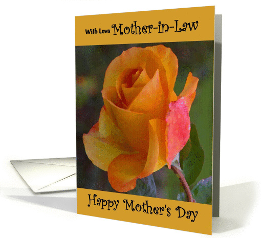 Mother-in-Law / Mother's Day - Yellow Painted Rose card (1238498)