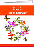 Birthday / Daughter - General - Digital Flowers and Butterflies Design card