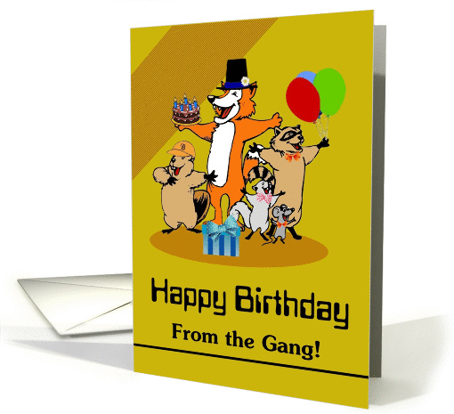 Birthday - From the Gang - Cartoon Tiger with Balloons card (1277908)