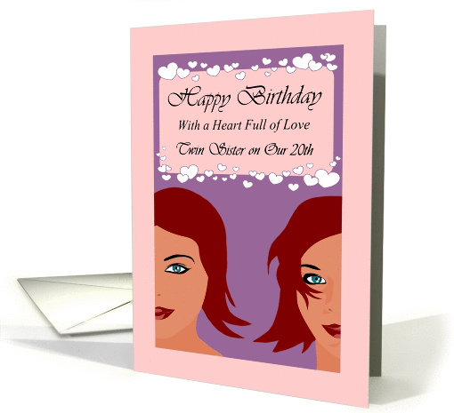 Twin Sister / 20th / Birthday - My Twin - Cartoon / Twin Girls card