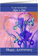 Anniversary / Mom & Dad - Purple Iris and Hummingbirds card