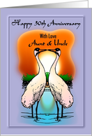 30th Wedding Anniversary / Aunt and Uncle - Cranes at Sunset card