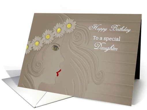 Daughter / Birthday - Green Eyed Girl with White Daisies... (1293788)