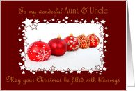 Aunt & Uncle / Christmas - Red Christmas Tree Ornaments in the Snow card