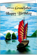 Grandfather / Birthday - Chinese Junk Anchored in a Bay card