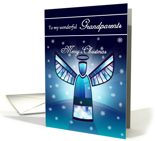 Grandparents / Merry Christmas - Abstract Angel & Snowflakes card