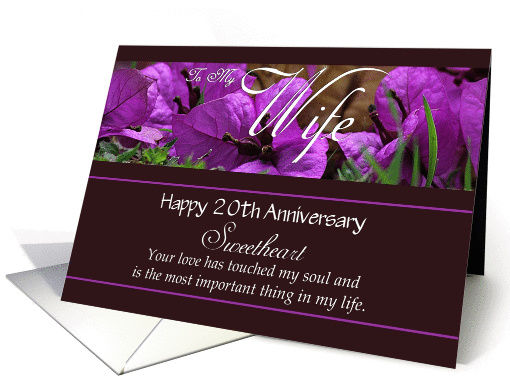 20th Anniversary / To Wife - Bougainvillea Flowers card (1309986)