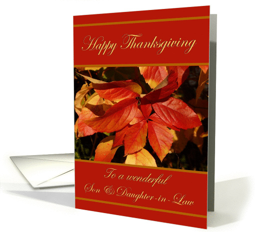 Son and Daughter-in-law / Happy Thanksgiving - Autumn Leaves card