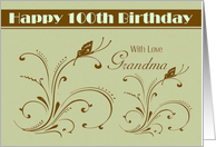 Grandma /100th Birthday - Digital Flourish with Butterflies card