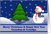 Grandma / Grandpa - Merry Christmas / Happy New Year- Snowman card