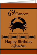 Grandson / Cancer Birthday - General - Zodiac Sign / Crab card