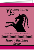 Sister - Capricorn Birthday - General - Zodiac Sign / Goat card
