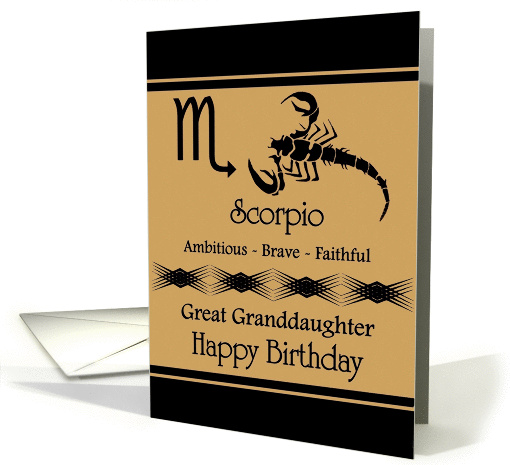 Great Granddaughter / Scorpio Birthday - Zodiac Sign / Scorpion card